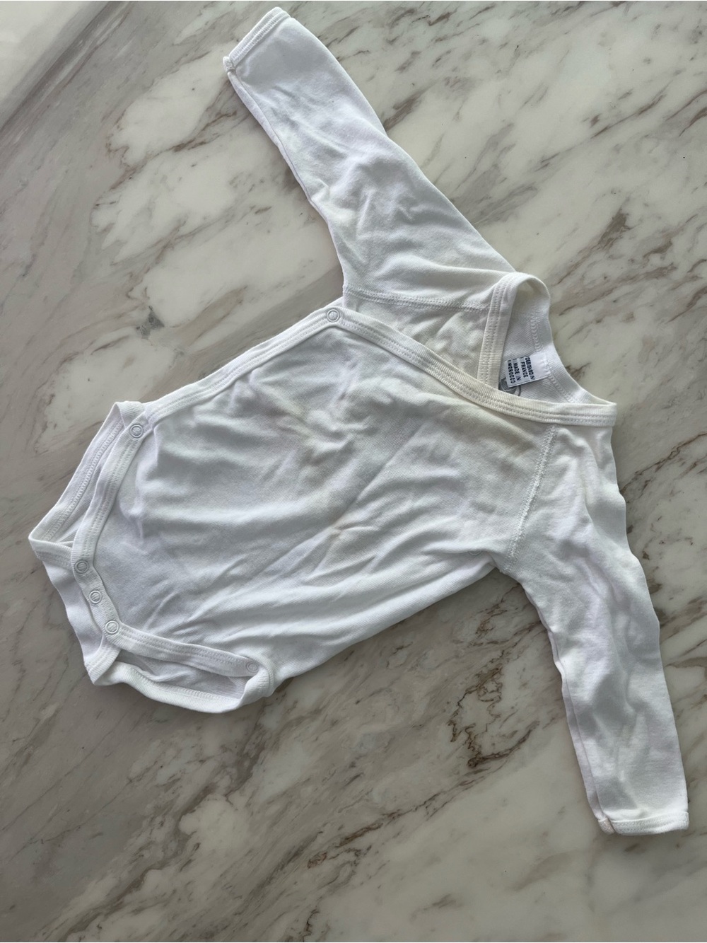Petit Bateau White Long-Sleeve Baby Bodysuit